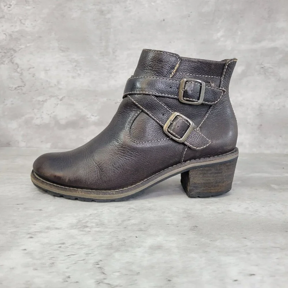 LL Bean Bootie Womens 6.5 Brown Double Buckle‎